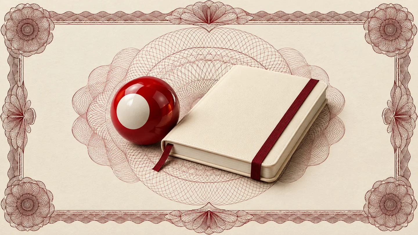 Lotteriillustration i burgundy og creme